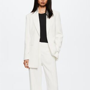 Mango Flowy Suit Blazer and Trousers, White, Sz XS